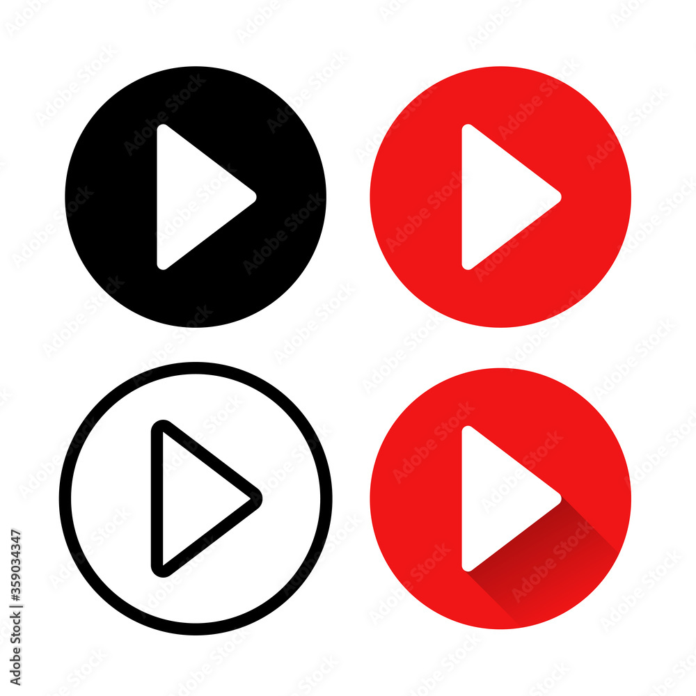 Poster play button icon. vector web isolated elements. video audio player navigate symbol.