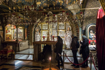 JERUSALEM ISRAEL, January 29, 2020: Golgotha, the place of Jesus' crucifixion within the Basilica of the Holy Sepulcher. Jerusalem.