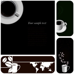 Coffee graphic design elements for cards & background 