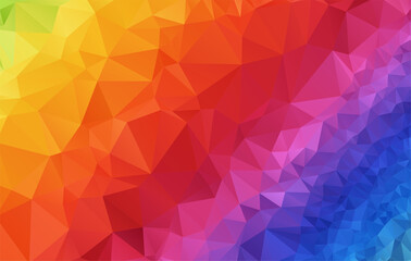 Abstract multi colored polygon, low polygon background. Transfusion of color. All the colors of the rainbow. Multicolor.Low poly style. Geometric Pattern. - obrazy, fototapety, plakaty