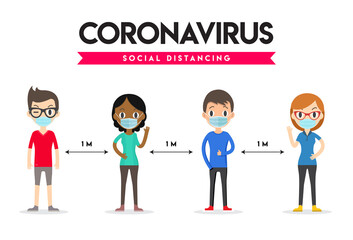 Social Distance, Safety Space  1 meter apart. Social Distancing. Coronavirus..