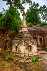Fototapeta premium It's Phowintaung (Mountain of Isolated Solitary Meditation), a Buddhist cave complex, Yinmabin Township, Monywa District, Sagaing Region, Northern Burma (Myanmar)