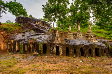 It's Nature around the Phowintaung (Mountain of Isolated Solitary Meditation), a Buddhist cave complex, Yinmabin Township, Monywa District, Sagaing Region, Northern Burma (Myanmar)