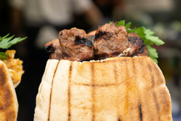 grilled meat in pitta bread