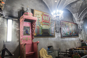 Jerusalem, Israel - January 29, 2020: Fragment inside the Ethiopian Chapel in the Church of Holy Sepulcher in Jerusalem