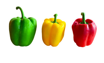 three peppers isolated on white