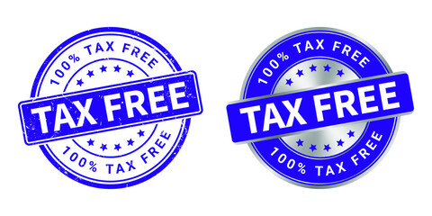 tax free vector grunge stamp and silver label