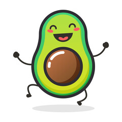 Cute Avocado fruit character for illustration or mascot.