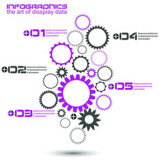Infographic design template with gear chain. Ideal to display information, ranking and statistics.