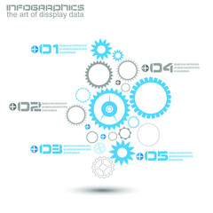 Infographic design template with gear chain. Ideal to display information, ranking and statistics.