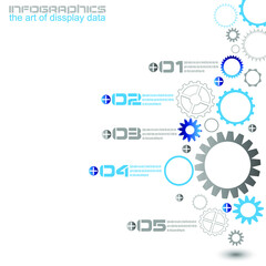Infographic design template with gear chain. Ideal to display information, ranking and statistics.