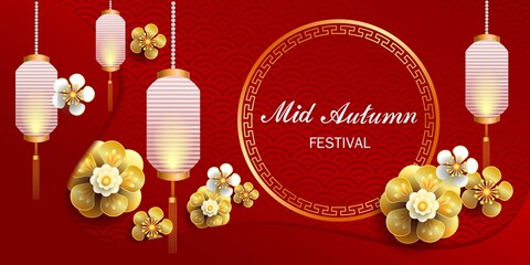 Naklejka premium Happy Mid-Autumn Festival / Chinese festival / Vector illustration