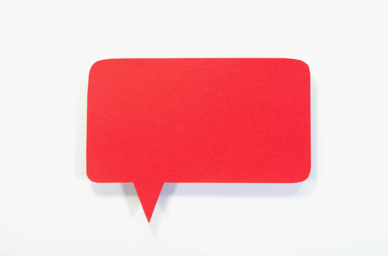 Red speech bubble on white background