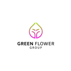 Green Flower logo, G+flower logo, G+F+flower logo