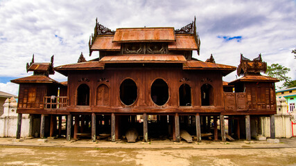 Fototapeta na wymiar It's Shwe Yan Pyay Monastery in Nyaungshwe township, Myanmar.