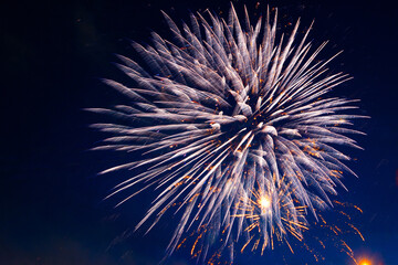 4th July fireworks. Fireworks display on dark sky background