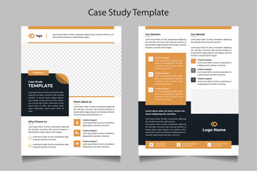 Corporate Case Study Template | Double Side Flyer Template | Business Case Study Booklet Layout with yellow elements