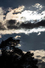 Twilight, the sun hid behind the black clouds.