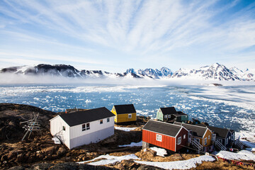 Winter landscape, eastern Greenland. - obrazy, fototapety, plakaty