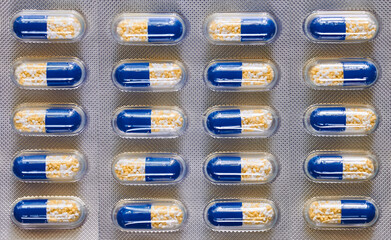 Tablets in blister, pharmaceuticals, nutritional supplements, health care, macro