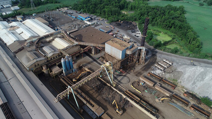Aerial view of Steel Mill in Operation