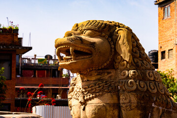 Figure in Bhaktapur,  an ancient Newar city in the east corner of the Kathmandu Valley, Nepal, UNESCO World Heritage Site