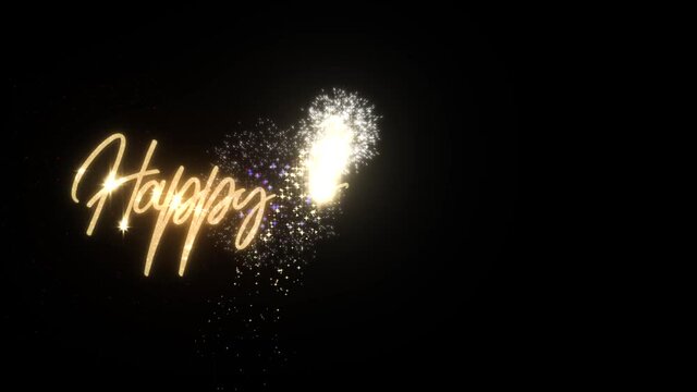 Happy 4th of July - Happy Independence Day July 4 lettering footage with handwritten text effect animation. Calligraphy motion graphics. Flat animation. In 4K