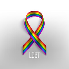 LGBT rainbow photo realistic vector ribbon