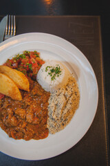 meat rice and farofa