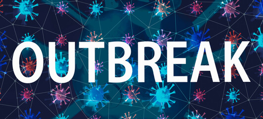 Outbreak theme with with dark connected floating viruses