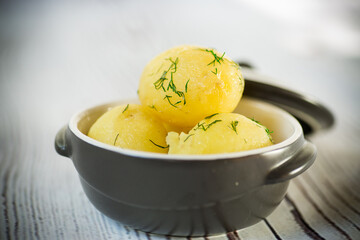 early boiled potato with butter and fresh dill