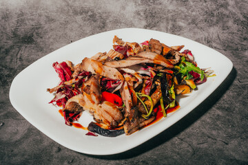 roast chicken and sauteed vegetables
