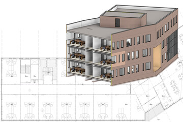 Building on a construction drawing
