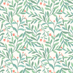 Vector floral seamless pattern. Hand drawn flowers illustration. Repeatable background.