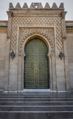 Morocco, Rabat, Exterior of the Mausoleum of King Mohamed V and Tower of Hassan, as of 12 Dec 2019.