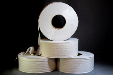 toilet paper roll on background black