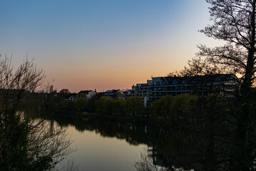 Obraz premium sunset on the River Main by Kitzingen 