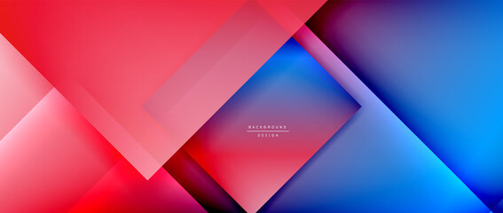 Square shapes composition, fluid gradient geometric abstract background. 3D shadow effects, modern design template