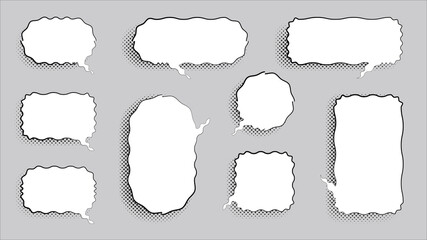 Set of speech bubbles. Vector illustration. Halftone shadow.
