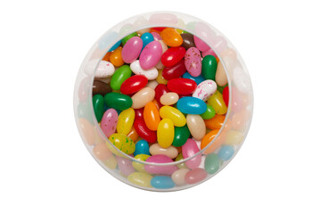 Colorful jelly beans isolated on white.