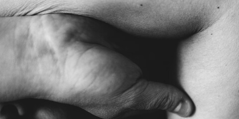 young man's hands close up