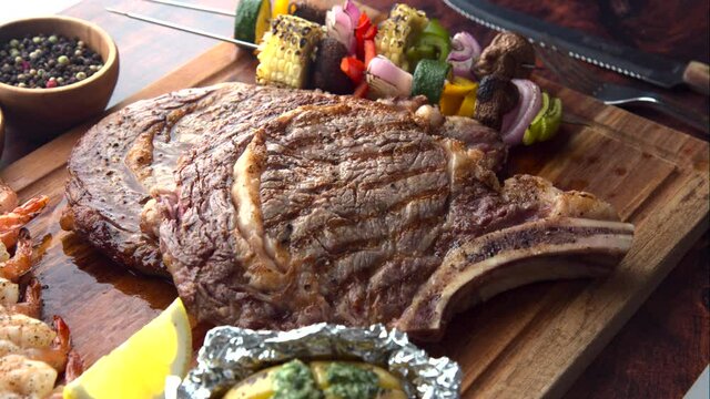 barbequed surt and turf ribeye steak
