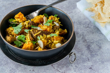 Lamb and apricot biryani with sweet potatoes