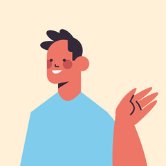 happy man waving hand in camera smiling guy avatar male cartoon character portrait vector illustration