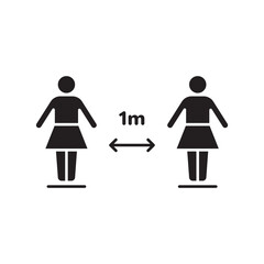 Social distancing icon, prevention safety, measure protection from spread virus, people isolation. Simple solid web symbol on white background - editable stroke vector illustration