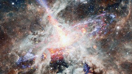 Space landscape with nebula and pulsar. Elements of this image furnished by NASA