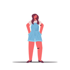 model fashion woman posing in casual trendy clothes female cartoon character standing pose full length isolated vector illustration