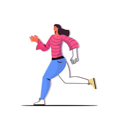 Fototapeta na wymiar woman running girl doing physical exercises healthy lifestyle concept female cartoon character full length isolated vector illustration