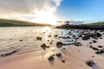 Anakena Beach on Easter Island, Rapa Nui in Chile