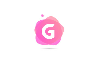 pink white G alphabet letter logo for company and business with gradient design. Pastel template for corporate identity